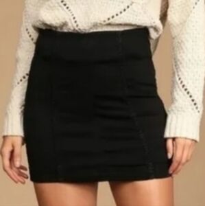 Free People Modern Femme Black Denim Skirt